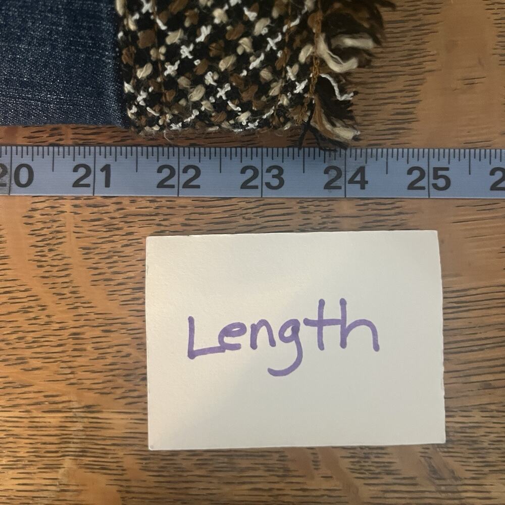 Coldwater Creek Denim Jacket 14 Brown/Black Woven Trim Fringe Classic Western - Picture 12 of 14